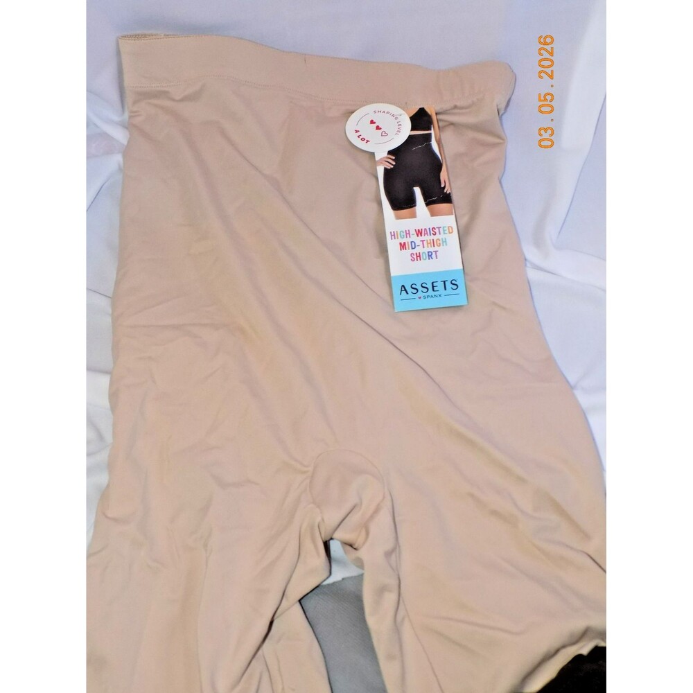 NWT Assets by Spanx Women's High Waist Mid Thigh Shaper Shorts Nude Sz 1X